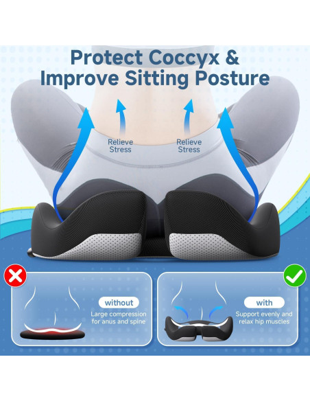 Cojín Ergonómico de Gel Benazcap Grande para Silla - Alivio Espalda