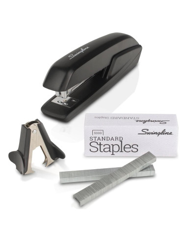 Grapadora Swingline Negra + 5000 Grapas Estándar + Quitagrapas