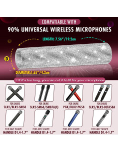 Funda de Micrófono Inalámbrico Facmogu con Rhinestones Plata 2