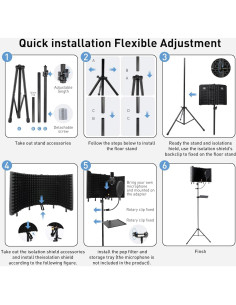 Escudo de Aislamiento de Micrófono con Soporte Ajustable 2