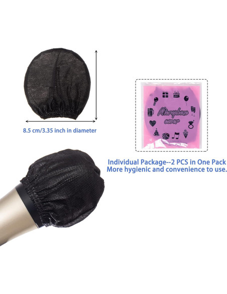 Cubierta de micrófono desechable 800 PCS Negro - Antipolución