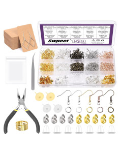 Kit de Hacer Pendientes Swpeet 1533 Piezas con Ganchos y Anillas