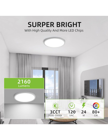 Luz de Techo LED Hykolity 30.48 cm 24W CCT Seleccionable