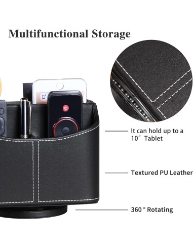 Soporte Organizador de Control Remoto YAPISHI, Cuero PU, 360