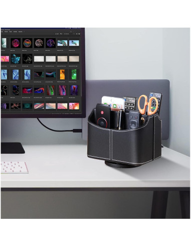 Soporte Organizador de Control Remoto YAPISHI, Cuero PU, 360