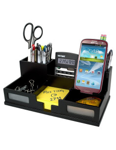 Organizador de Escritorio Victor de Madera con Soporte para Teléfono