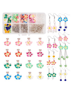 Kit de Joyería DIY SUNNYCLUE 16 Pares Pendientes Flores 3D