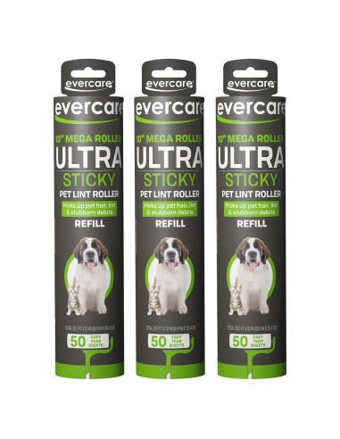Recargas Rodillo Quitapelusas Evercare Mega 3x50 Hojas