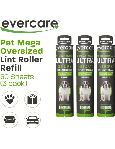 Recargas Rodillo Quitapelusas Evercare Mega 3x50 Hojas