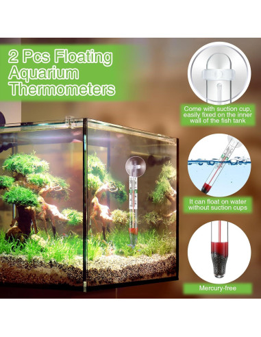 Dreyoo Termómetros Flotantes para Acuarios - 2 Pcs Vidrio