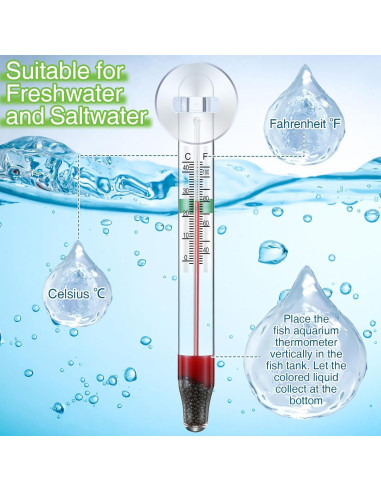 Dreyoo Termómetros Flotantes para Acuarios - 2 Pcs Vidrio