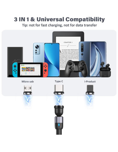 Cable de Carga Magnético 4 Pack Aripps 1-3m Nylon Trenzado