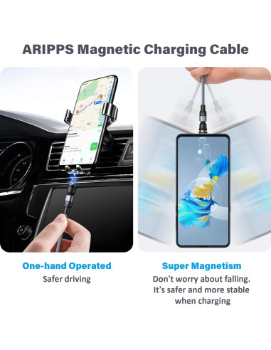 Cable de Carga Magnético 4 Pack Aripps 1-3m Nylon Trenzado