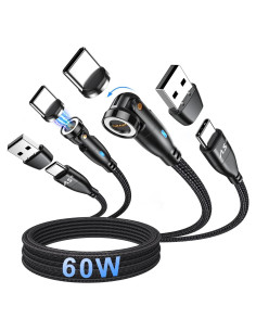 Cable de Carga Magnético USB C A.S Gen3 60W 2m - Paquete de 2