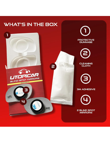 Espejo Convexo de Punto Ciego Utopicar 4.57 x 7.62 cm - Seguridad Vial