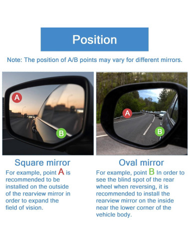 Espejos de Punto Ciego QfwdfcTrenz 5.08 cm 2 Piezas Ajustables