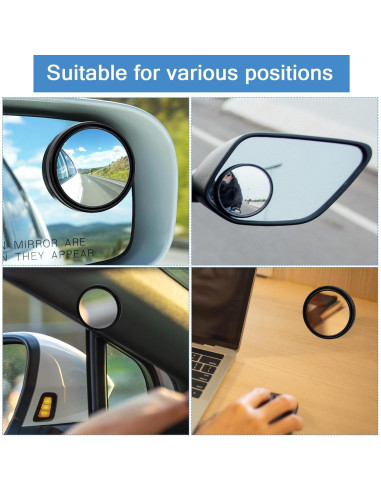 Espejos de Punto Ciego QfwdfcTrenz 5.08 cm 2 Piezas Ajustables