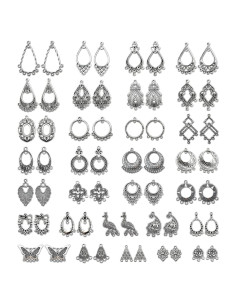 Kit de Joyería JIALEEY Aretes Candelabro Plata 60 Piezas