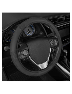 Cubierta de Volante Motor Trend 15" Cuero Microfibra Negro