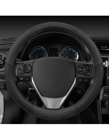 Cubierta de Volante Motor Trend 15" Cuero Microfibra Negro