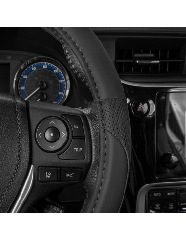 Cubierta de Volante Motor Trend 15" Cuero Microfibra Negro