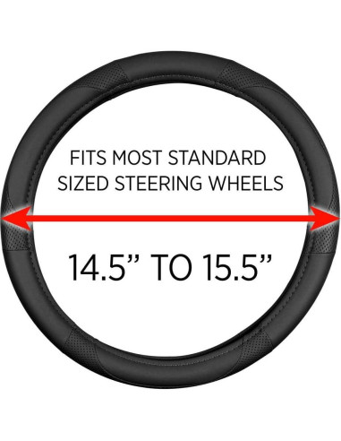 Cubierta de Volante Motor Trend 15" Cuero Microfibra Negro