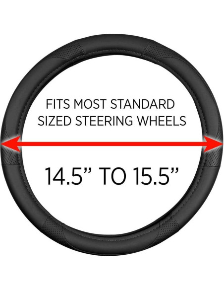 Cubierta de Volante Motor Trend 15" Cuero Microfibra Negro