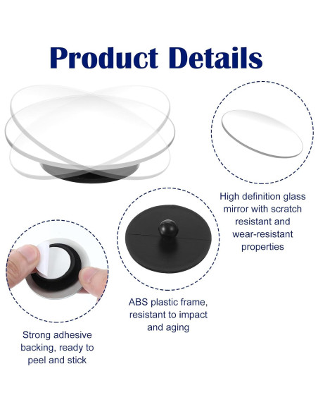 Espejos de Punto Ciego Redondos Aphumedc 5cm Ajustables 360