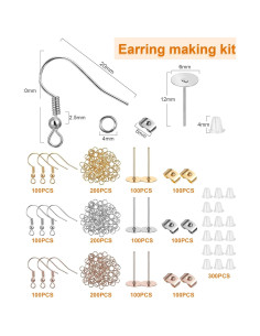 Kit de Fabricación de Pendientes Tondiamo 2100 Pcs - Cobre Plateado 2