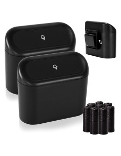 Mini Basurero de Coche Ginsco 2 Pack con Tapa y 120 Bolsas