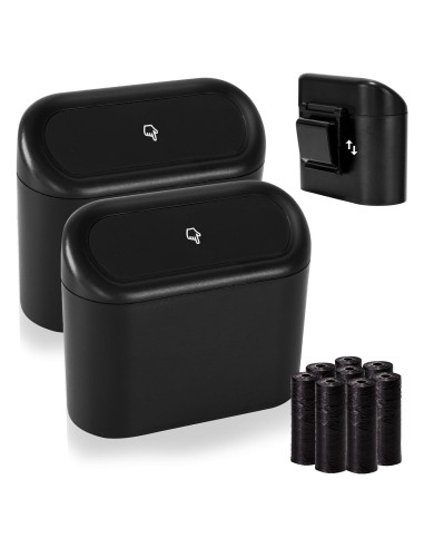 Mini Basurero de Coche Ginsco 2 Pack con Tapa y 120 Bolsas