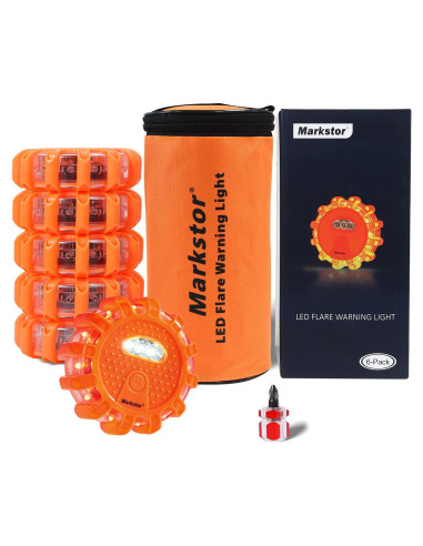 Kit de Emergencia LED Markstor - 6 Luces de Seguridad Naranjas