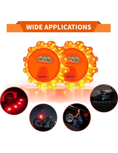 Kit de Emergencia LED Markstor - 6 Luces de Seguridad Naranjas