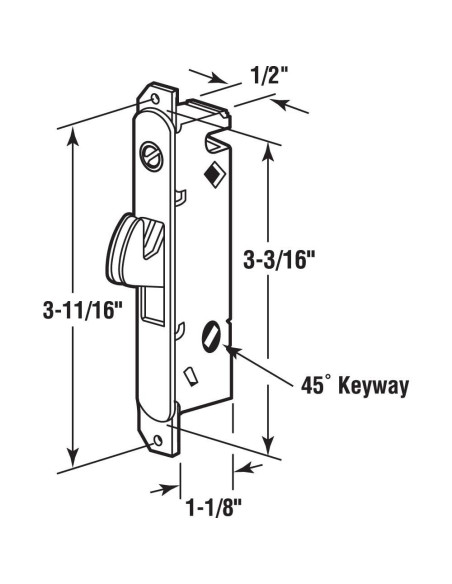 Cerradura de Mortaja Prime-Line E 2014 Acero Inoxidable 9.37 cm