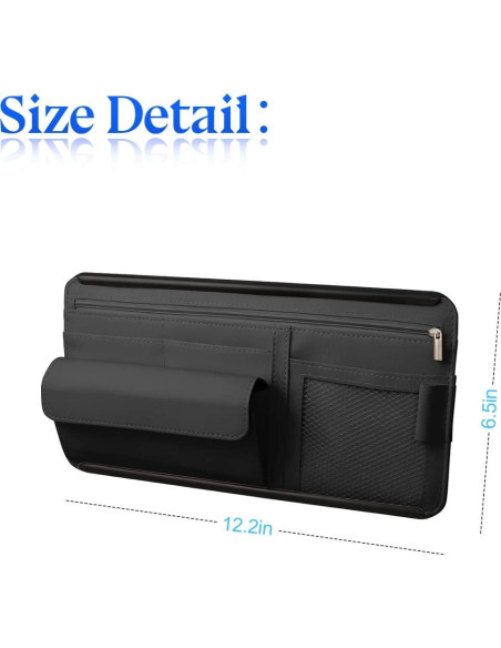 Organizador de Visera de Coche Zipelo Negro 30.99x16.51cm