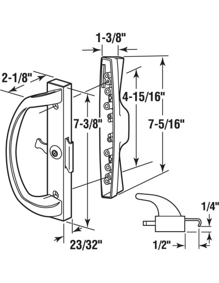 Juego de Manijas para Puerta Deslizante Prime-Line C 1263 Blanco