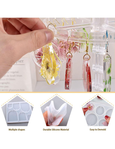 12 Moldes de Silicona para Aretes MAMUNU - Resina Epóxica