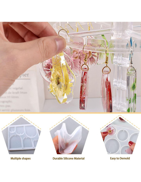 12 Moldes de Silicona para Aretes MAMUNU - Resina Epóxica