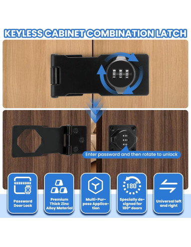 Cerradura de gabinete TOKCKYBL con código 3 dígitos 11.43 cm