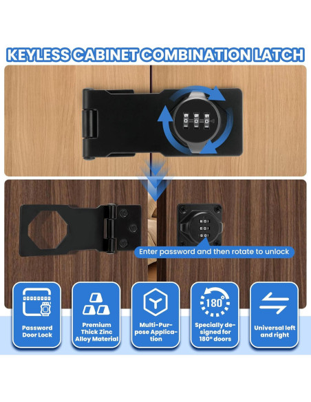 Cerradura de gabinete TOKCKYBL con código 3 dígitos 11.43 cm