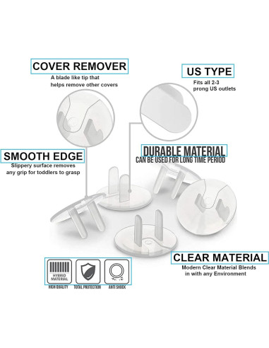 Cubiertas de Seguridad para Enchufes 24 Unidades Plástico Transparente