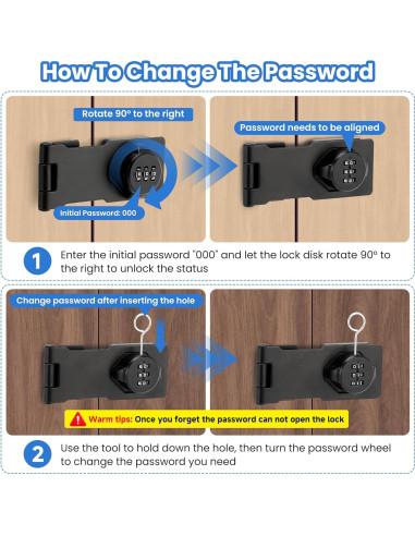 Cerradura de gabinete TOKCKYBL con código 3 dígitos 11.43 cm