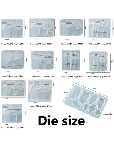 12 Moldes de Silicona para Aretes MAMUNU - Resina Epóxica