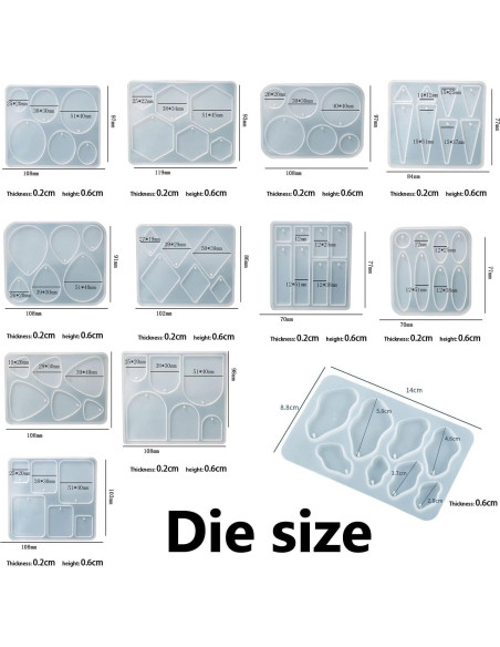 12 Moldes de Silicona para Aretes MAMUNU - Resina Epóxica