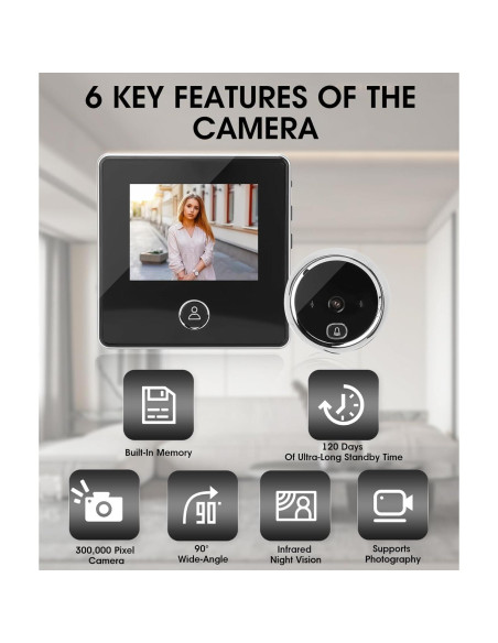 Cámara Digital de Mirilla Irosiy 2.8" HD Infrarroja 90