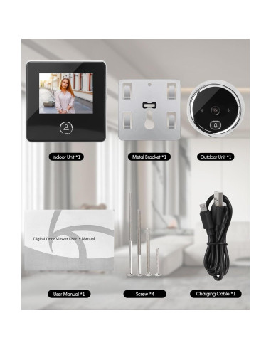 Cámara Digital de Mirilla Irosiy 2.8" HD Infrarroja 90