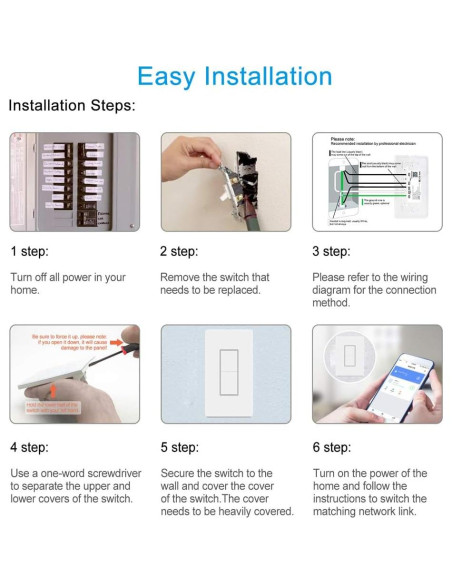Interruptor de Luz Inteligente WiFi Youngzuth 2 Vías Control Remoto