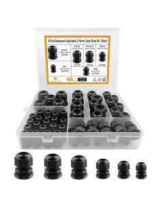Cable Gland Impermeable LISTENJIALE 50 Piezas 3-16mm Negro