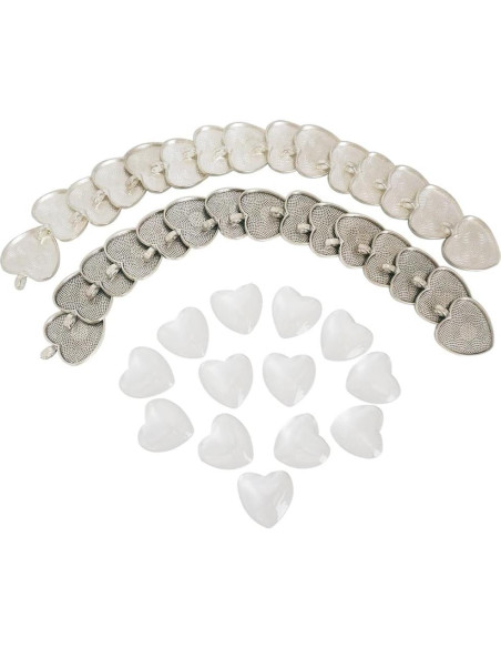 30 Piezas Bandejas Colgantes Corazón Plateadas 25mm con Vidrio