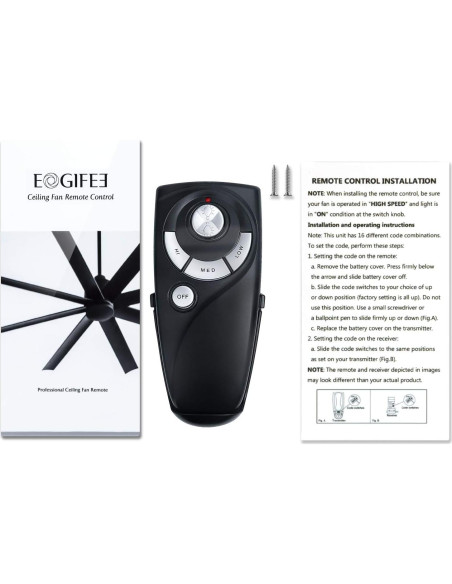 Control Remoto Ventilador Techo Eogifee UC7083T 3 Velocidades